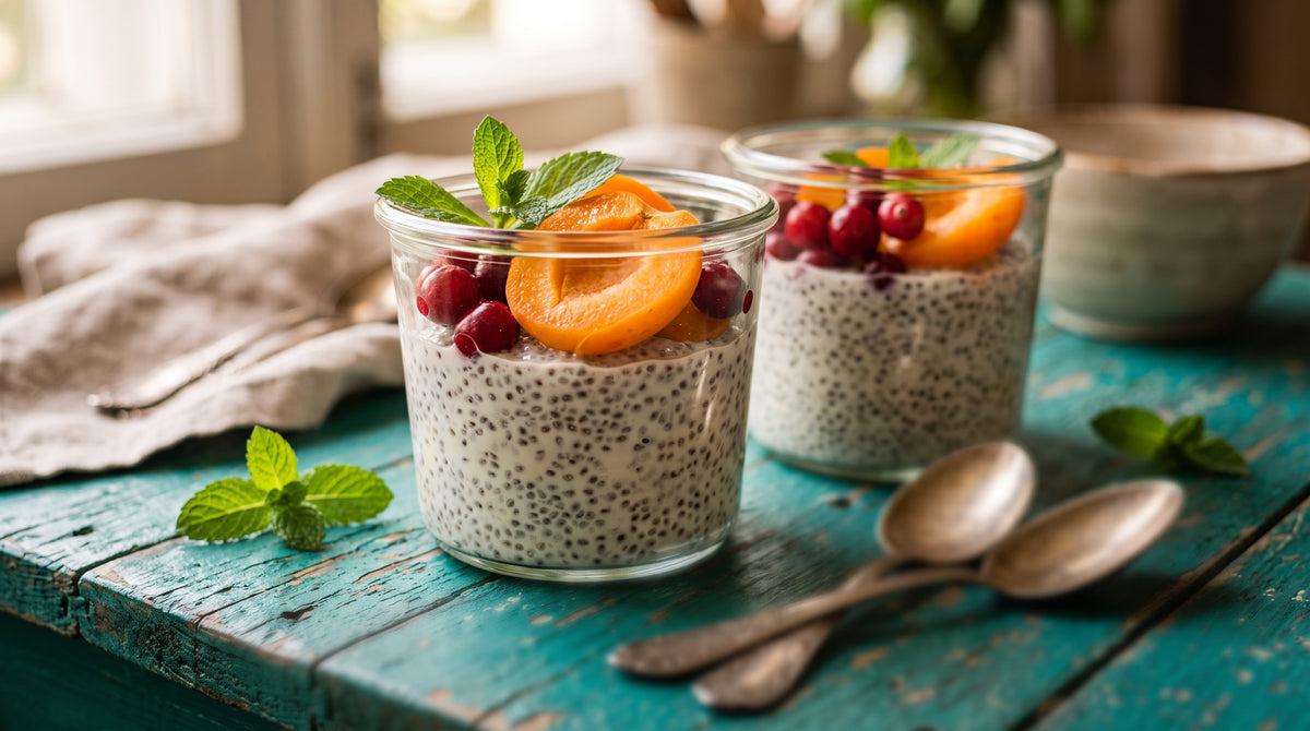 Healthy chia pudding with fresh fruit